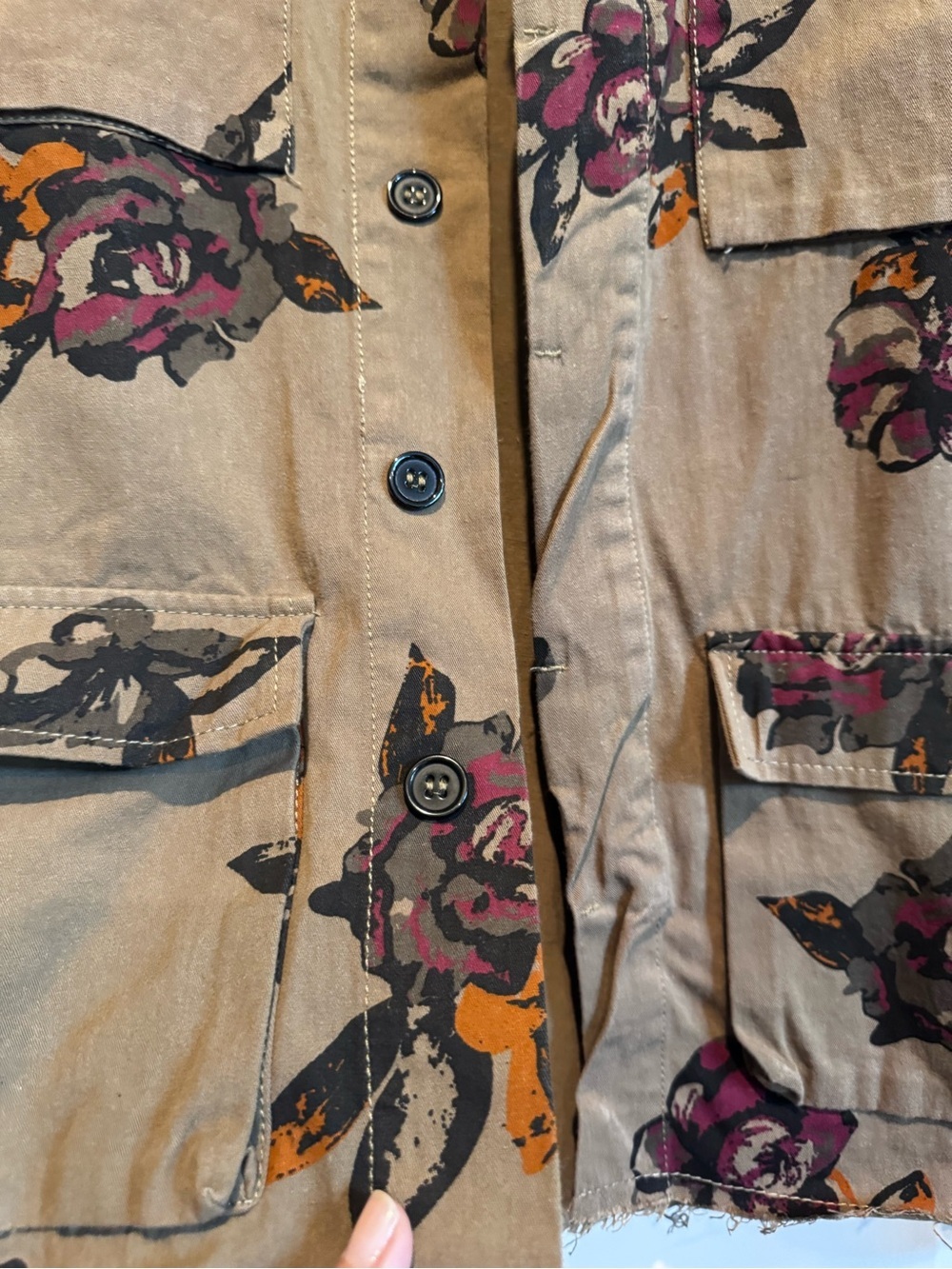 Jealous Tomato Floral Utility Jacket Raw Hem Medium - Picture 5 of 8